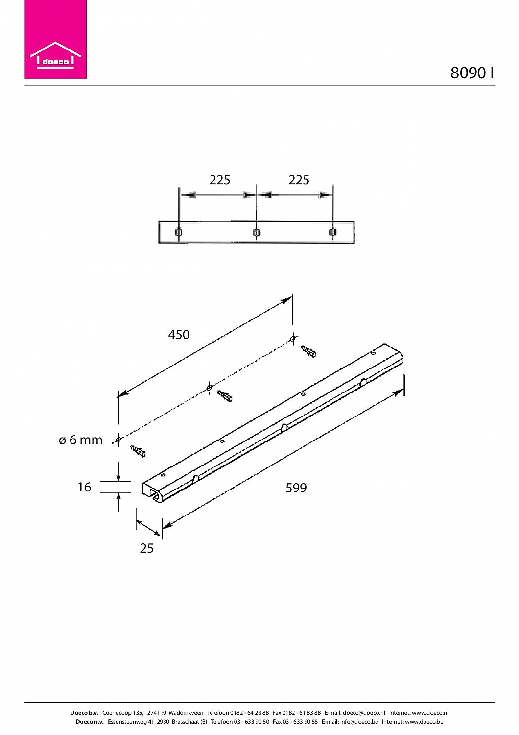 Kessebhmer Linero 2000 relingsysteem profielset 60cm RVS-look