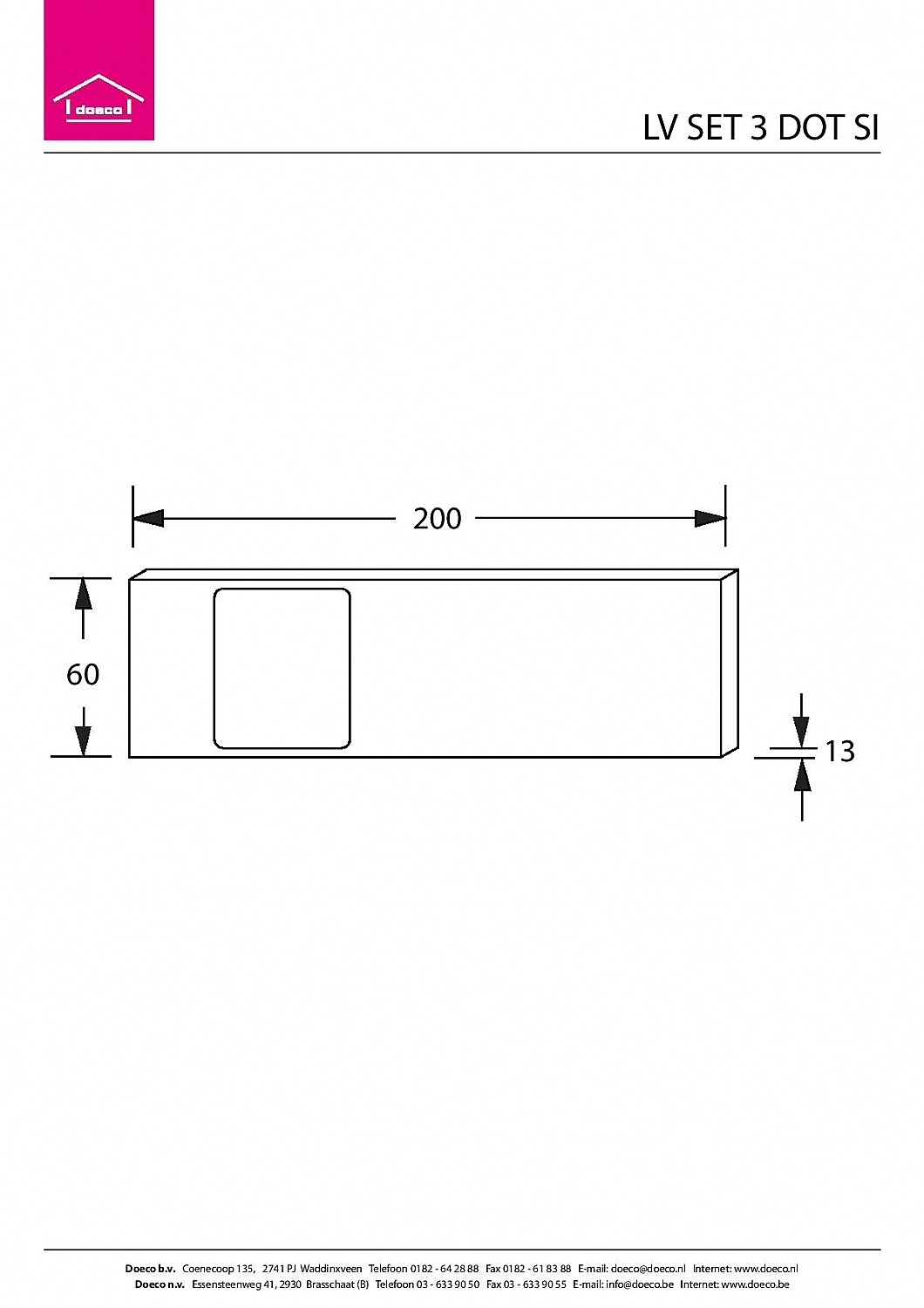 Dotty Led set van 3 langwerpige spots met schakelaar onderbouw 12V/20W RVS