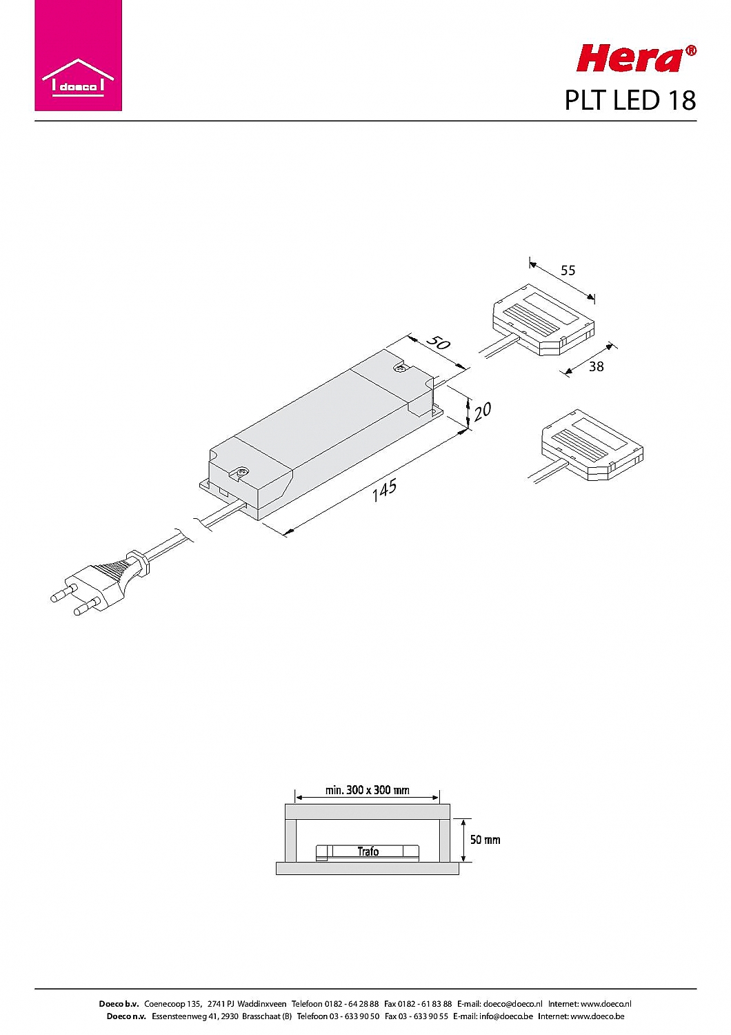 Hera LED Trafo 350mA 18W kleur Wit