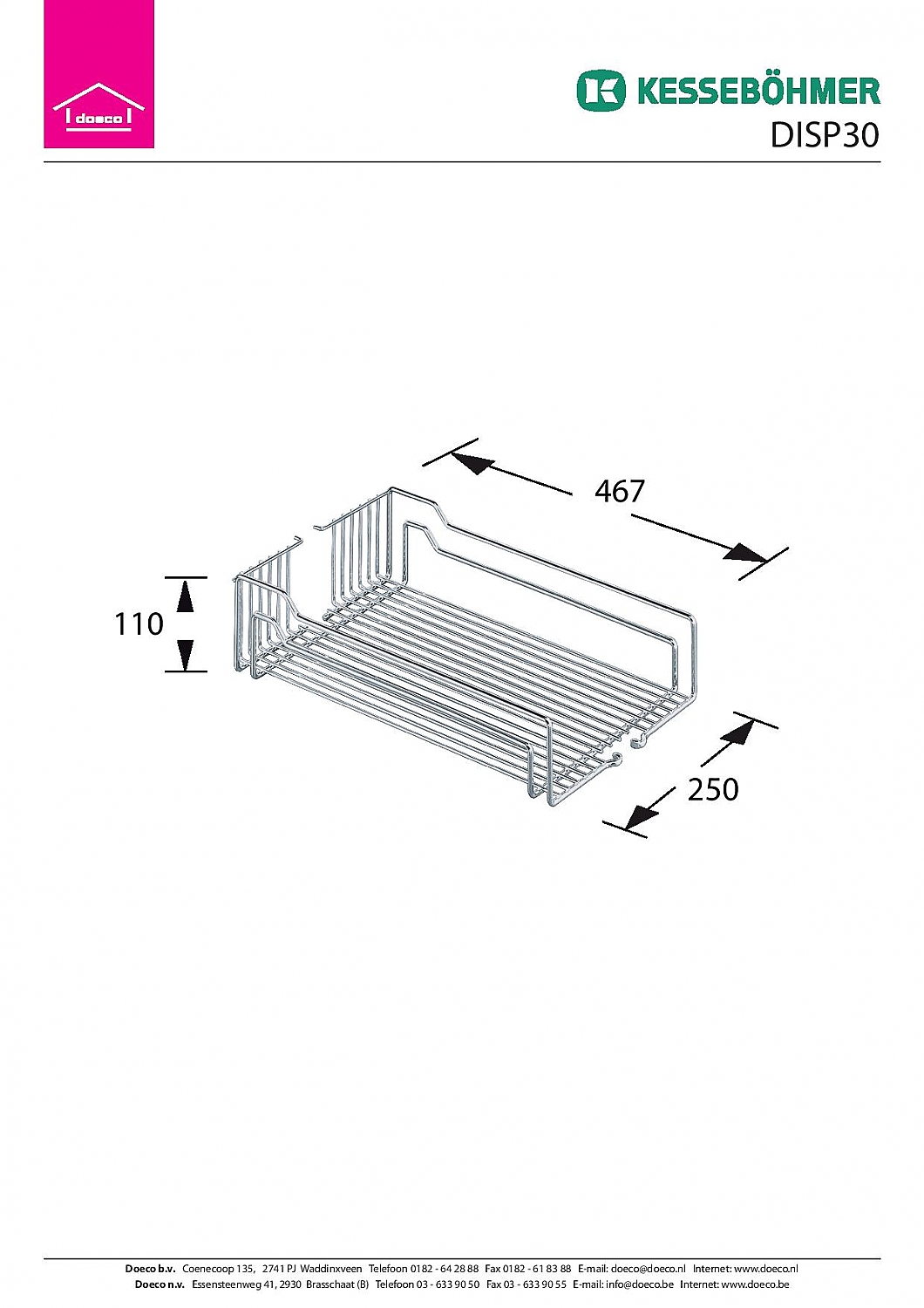 Kessebhmer Inbouw Accessoire Dispensa Uittreksysteem 30cm kleur Chroom