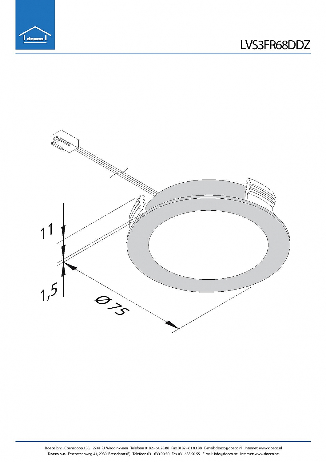 Hera FR-68 Led set van 4 spots met dimmer inbouw 24V/30W RVS look