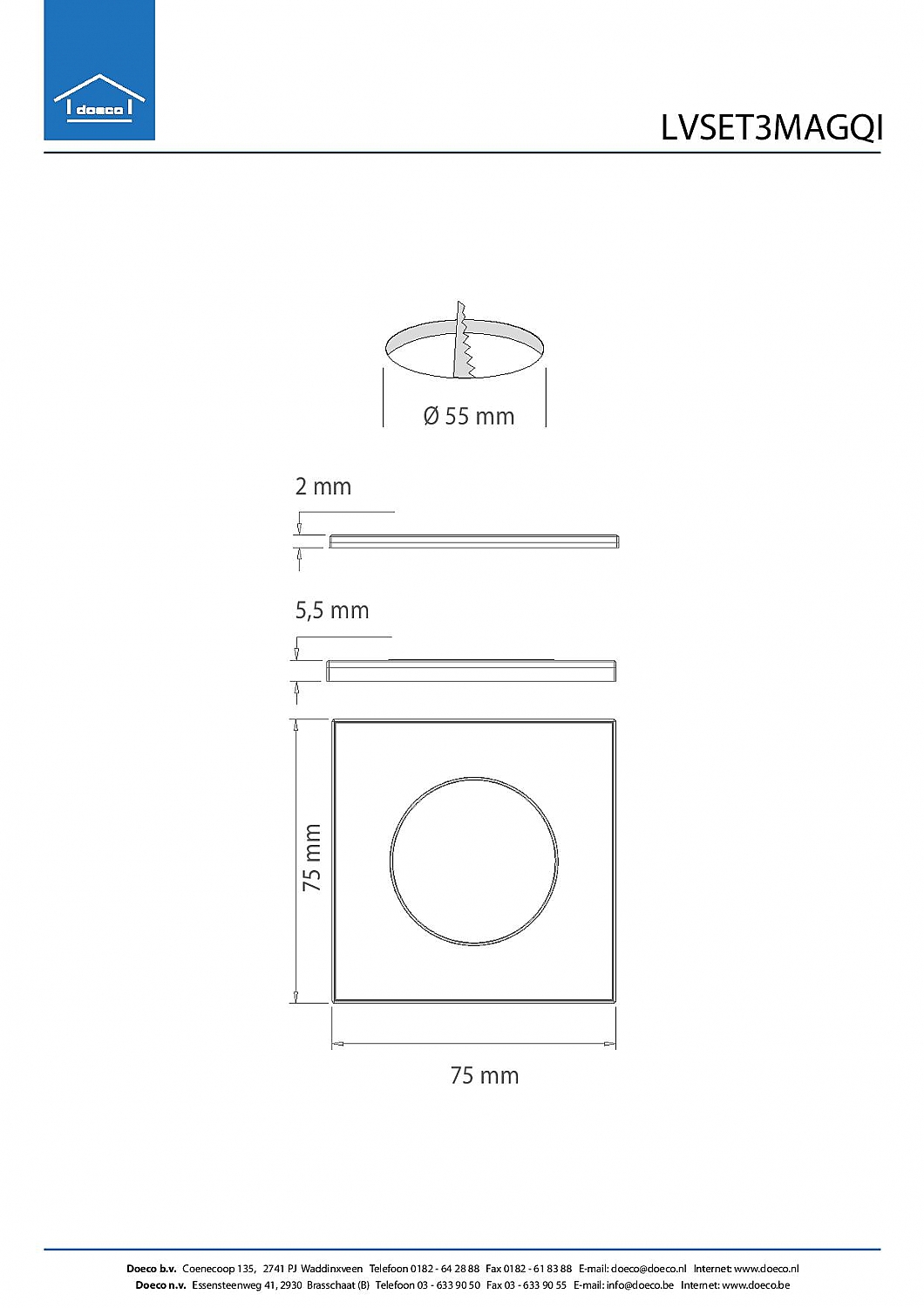 Magnetic Q LED set van 5 spots met trafo RVS-look