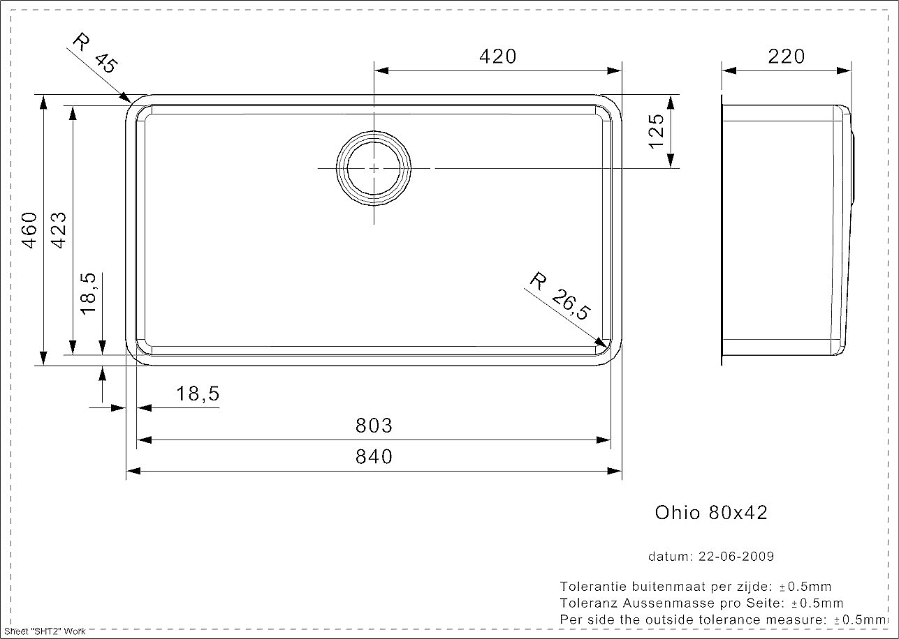 Reginox Ohio spoelbak 80x42 inleg/onderbouw RVS R15766