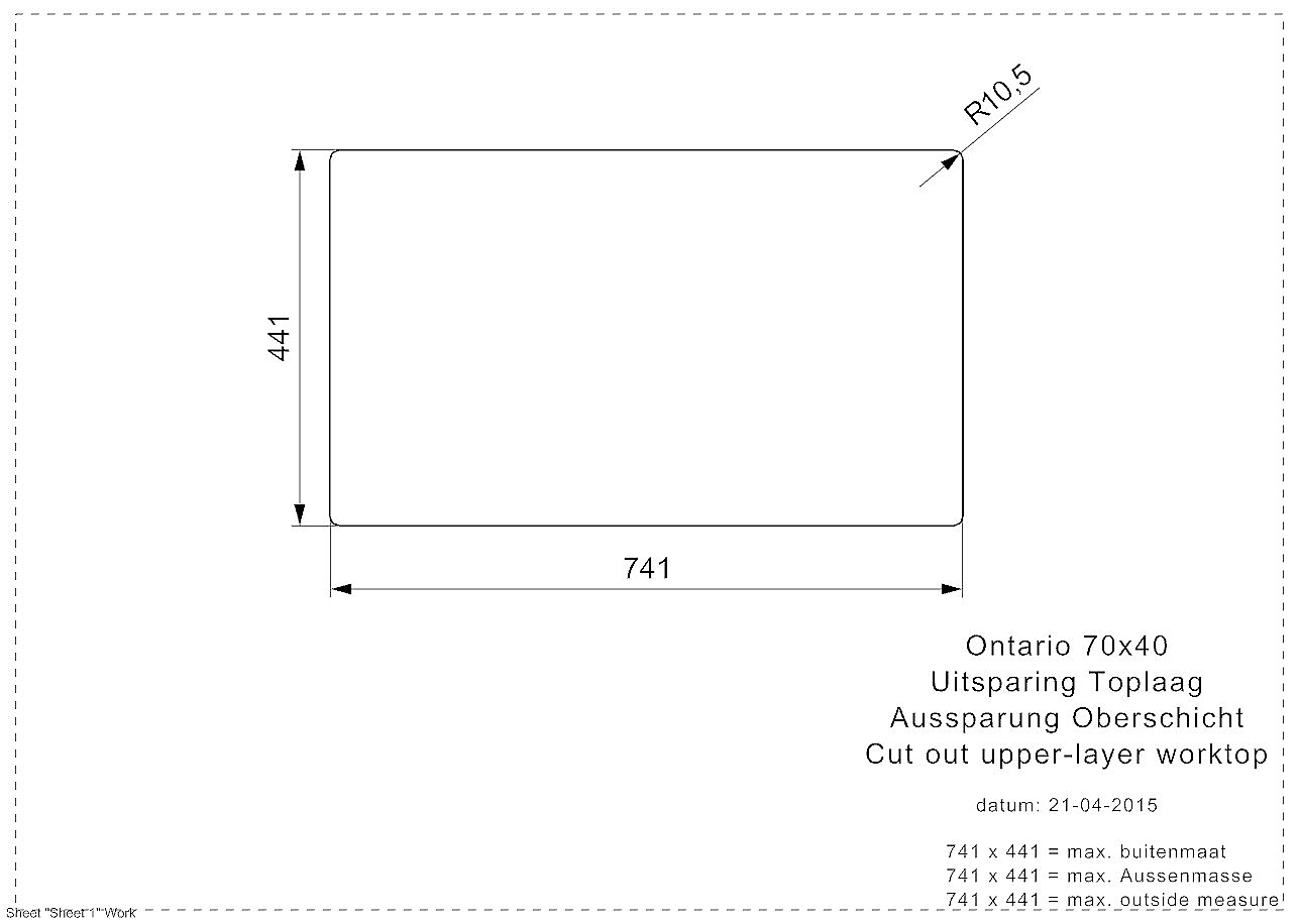 Reginox Ontario spoelbak 70X40 (L) vlakbouw RVS R25352