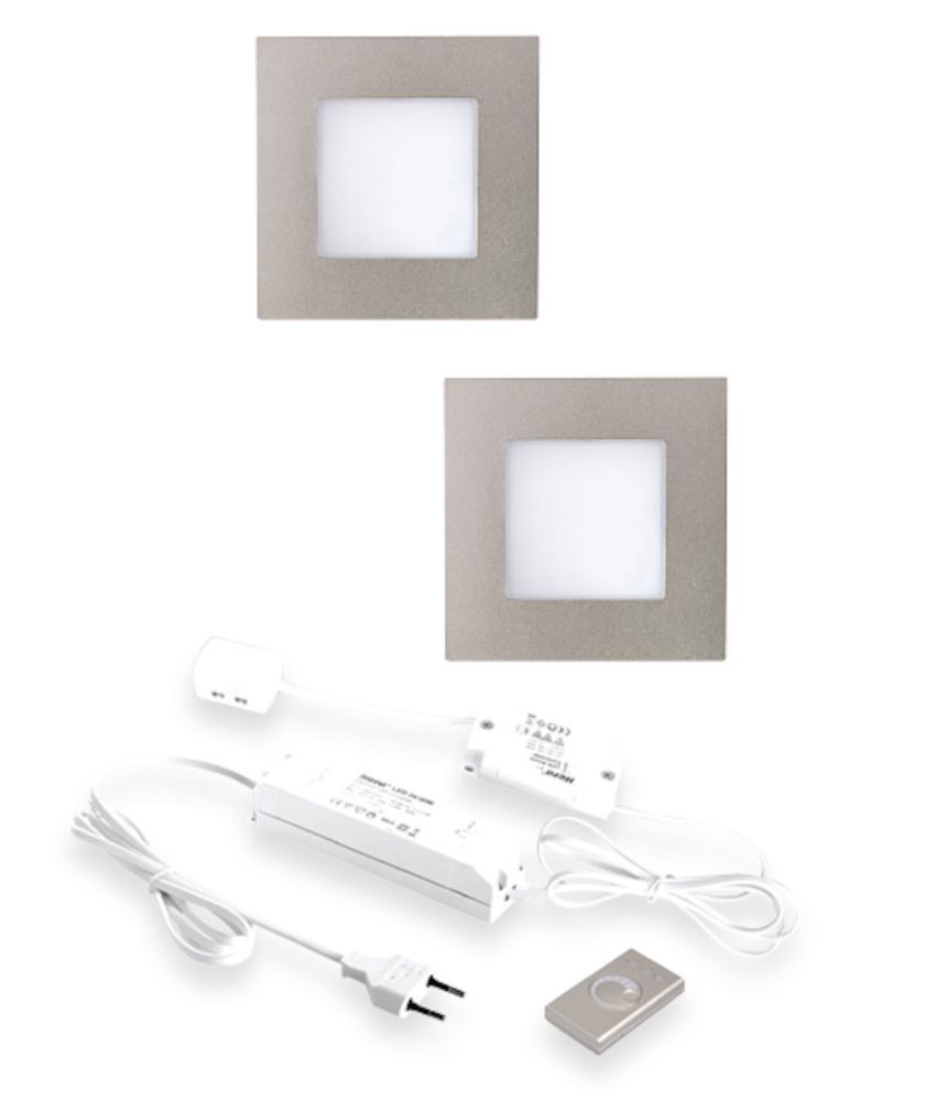 Hera FQ-68 LED set van 2 inbouw spots met dimmer 24V/15W RVS-look