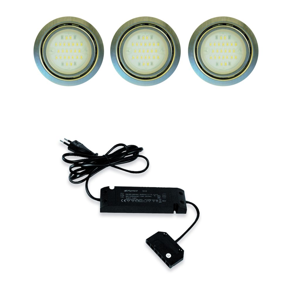 LED set van 3 inbouw spots en 12V/15W RVS-look » LED verlichting » Verlichting » Keukenspeciaal.nl