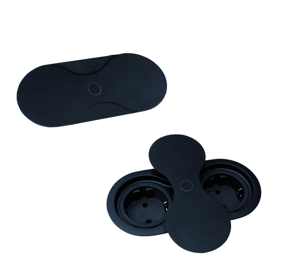 Stopcontact Oval 2ST dubbele contactdoos Nederlandse aarding kleur zwart » Contactdozen » Verlichting » Keukenspeciaal.nl